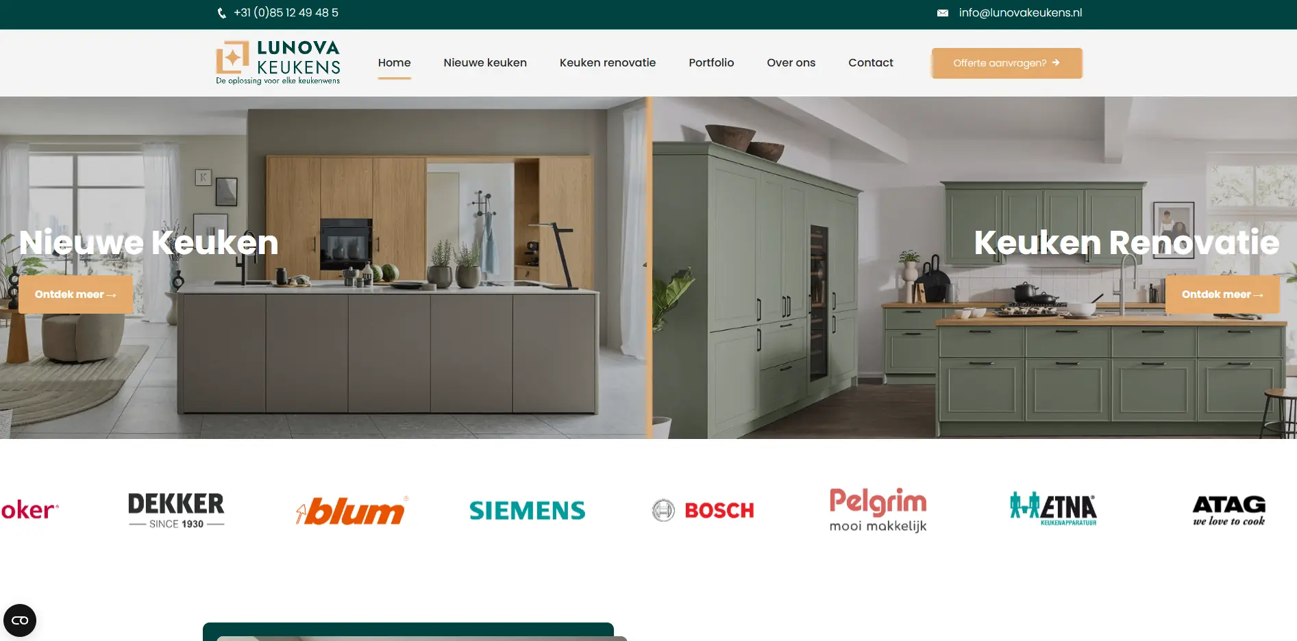 Website van Lunova Keukens, gemaakt door Eazyonline
